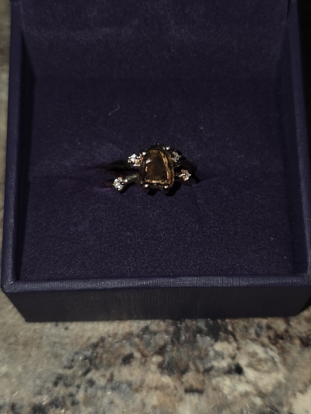 Moon Magic Smoky Quartz Ring, 18K Gold Vermeil With White Sapphire Ring, Size 7
